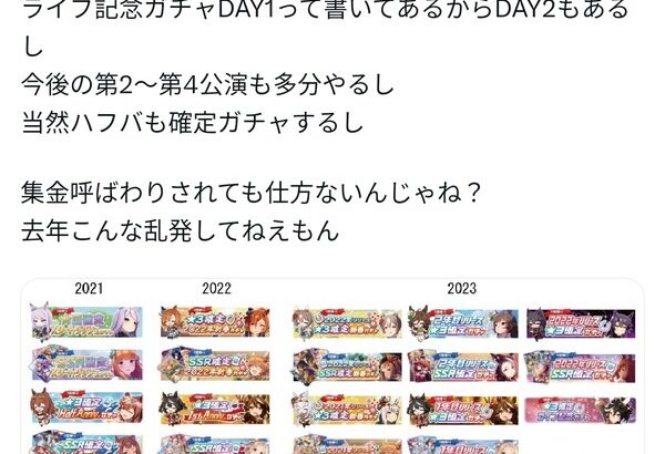 【ウマ娘】今年に入ってからの確定ガチャの開催頻度がヤバいんだが