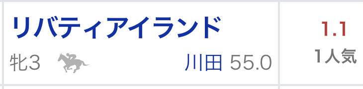 【競馬】リバティアイランド　1.1倍になってる