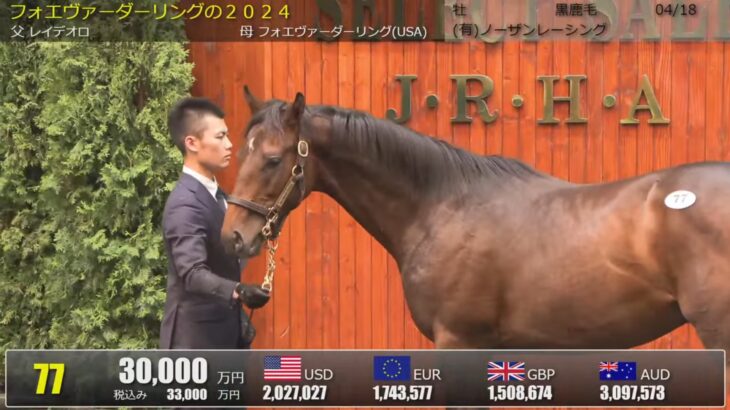 【競馬】藤田社長、フォーエバーヤングの半弟を3億円で落札！　父レイデオロ